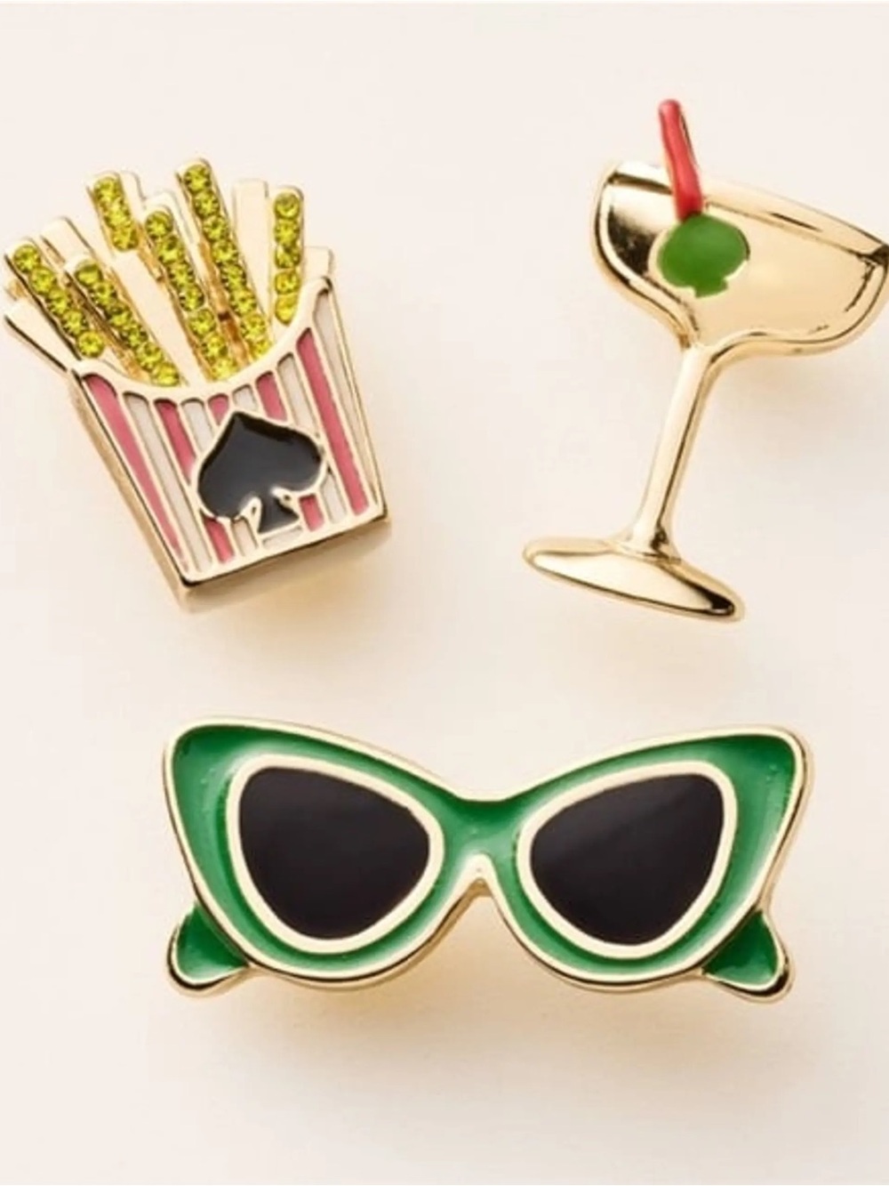 kate spade Green Boxed Brooch Set with Gold Accents